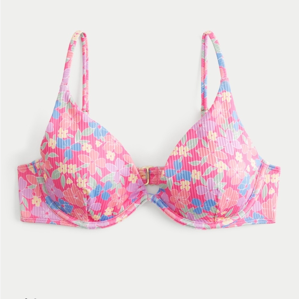 NWT Hollister Pink Floral Bikini Top XXS